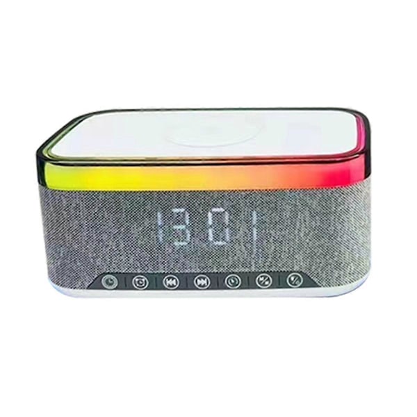Bluetooth-kaiutin lataus-LEDillä ja herätyskellolla - valkoinen