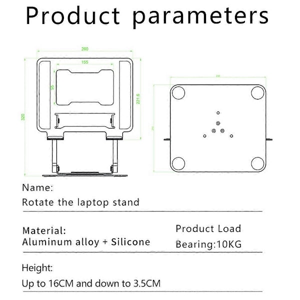 Laptopställ Justerbart Tabletställ Aluminiumlegering grå
