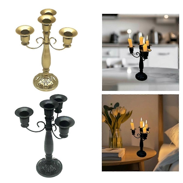 Multi-Arm Ljusstake Bröllopsdekoration Ljusstake Guld