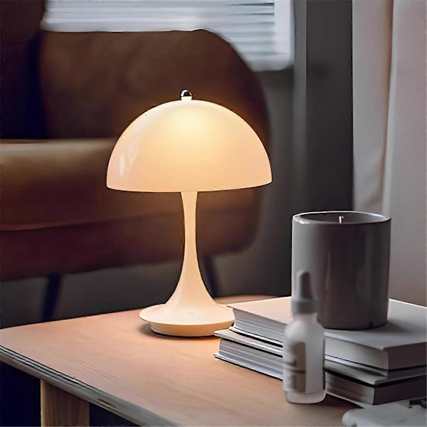 3W LED Svamp Lampa USB Laddning Justerbar Ljusstyrka Skrivbordslampa för Sovrum Atmosfär Dekorativ Skrivbordslampa Vit