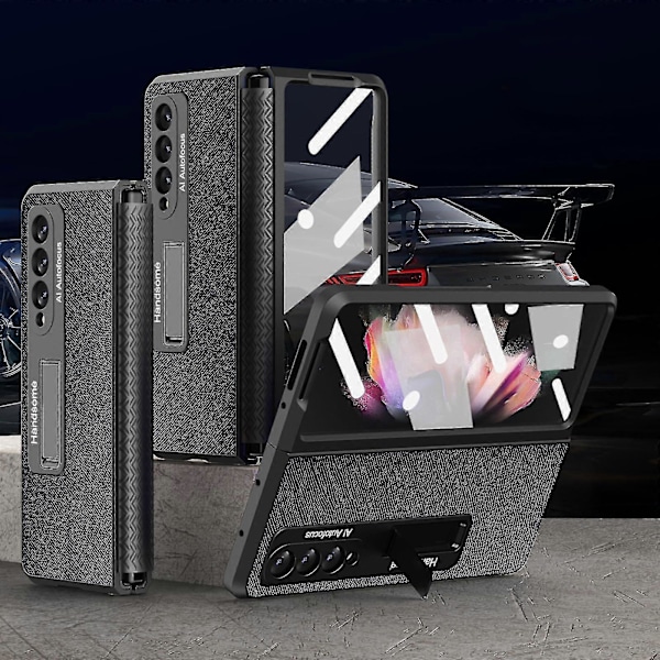 Skal Kompatibelt Samsung Z Fold 3 Med Magnetiskt Ställ, Skal Med Gångjärnsskärmskydd Black