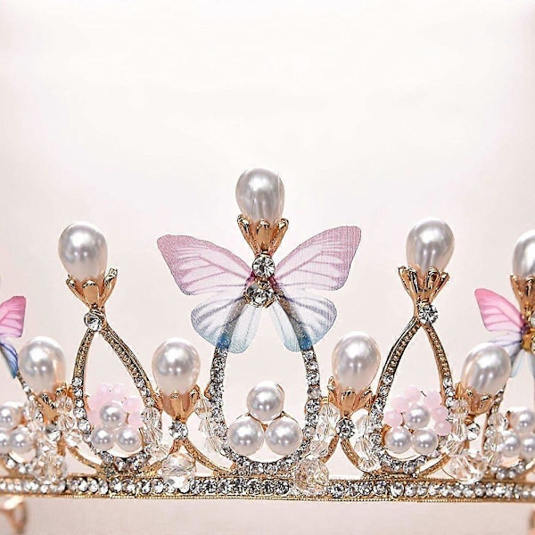 Pigetiarer Krystal Perle Tiara Prinsesse Kostume Krone Hårbøjle Blomsteropvisninger Bryllup Hårpynt