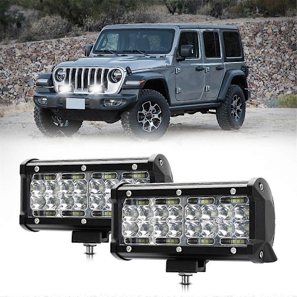 7 tommer LED lysbjælke, 120W 12000Lm LED Pod lys Arbejdslamper 2 stk