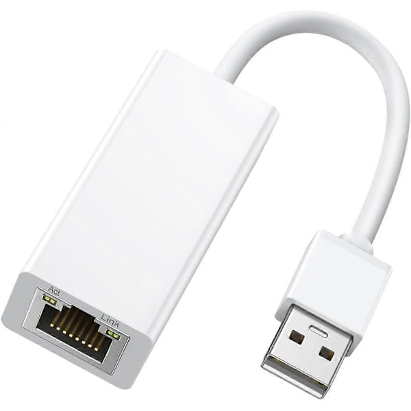 Ethernetadapter USB 2.0 till 10 100 Nätverk Rj45 Lan Kabelansluten Adapter Kompatibel med Nintendo Switch Wii Wii U Macbook Chromebook Windows Mac (Vit)