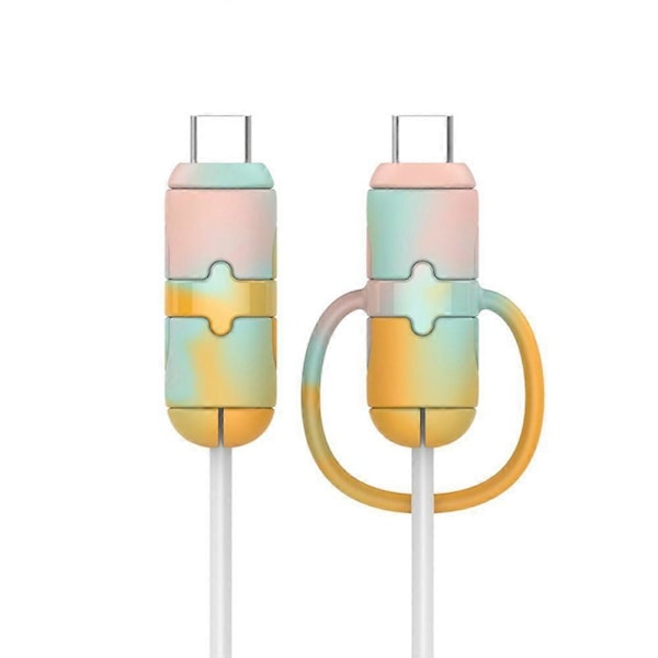 2 kpl Silikoninen Latauskaapelin Suojakotelo Murtumaton Datalinjan Johdon Suoja Käämisuojus Kaapelin Kääre Yhteensopiva Iphone Androidille Typelle Orange Type-C
