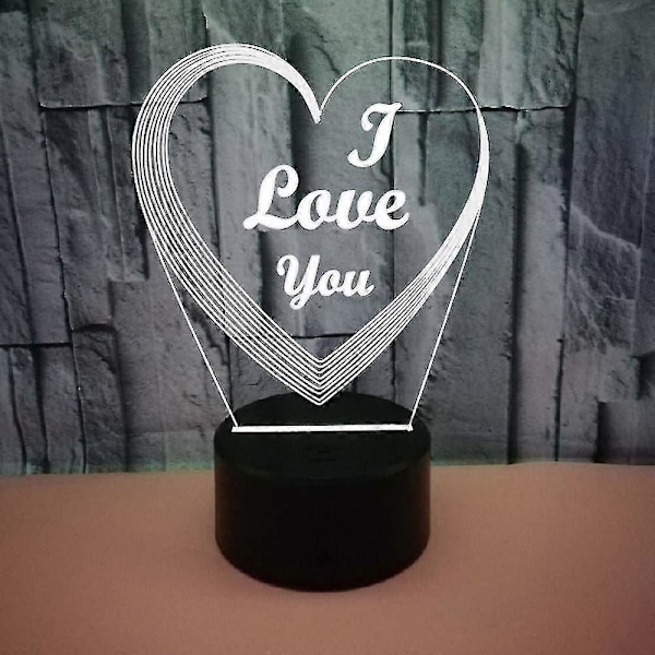 Wekity 3D LED Optisk Illusion Akryl Nattlampa Med Fjärrkontroll Smart Touch 7 Färger Ändrande Kärlek Kärlek
