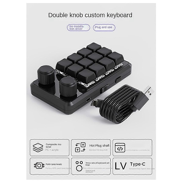 Knapp Tangentbord RGB Gaming Keypad Mekaniskt Anpassat Svart