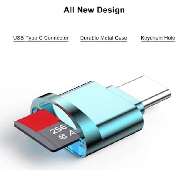 Micro-SD Kortläsaradapter, USB Typ C till Micro-SD/TF Kortläsare, A