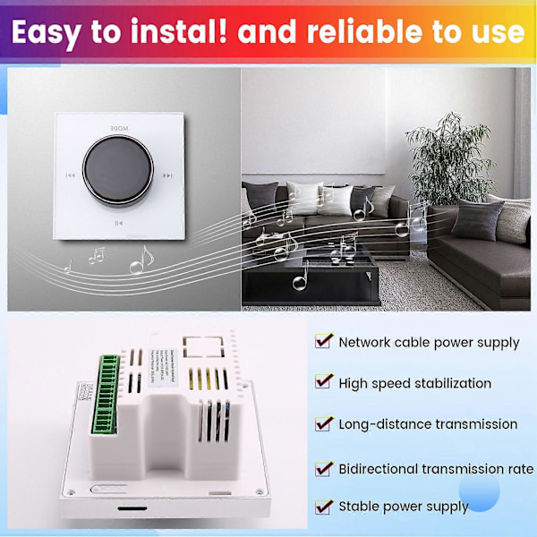 86 Hi-Fi Professionell Smart Väggmonterad Stereo Bakgrundsmusik Kontroller Bluetooth Mini Inbyggnadsförstärkare Vit