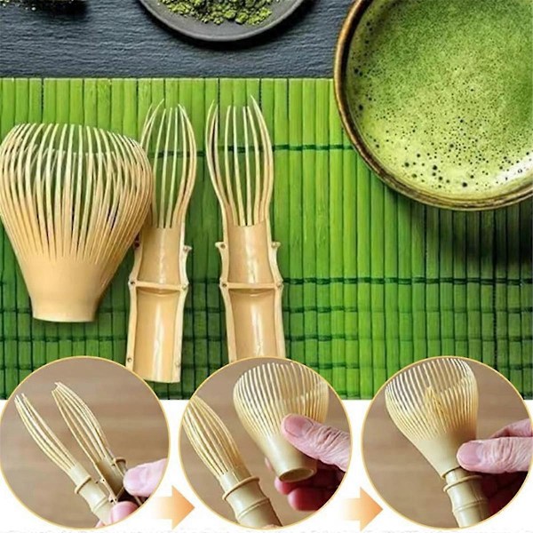 Perinteinen Matcha-vispilä Uudelleenkäytettävä PP-hartsi Matcha-vispilä Keltainen