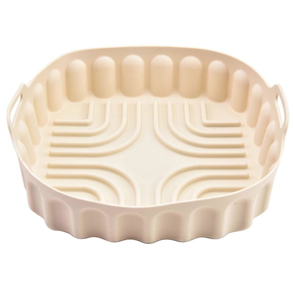 Airfryerform Non-Stick Livsmedelsgodkänd Jämn Uppvärmning Airfryer Silikonkruka Köksartiklar Beige L