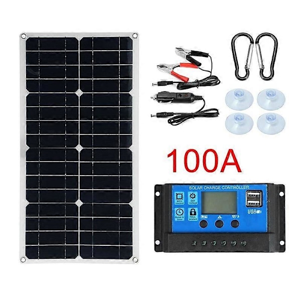20W Solpanel Kit Portabel Ström RV Monokristallin Båt