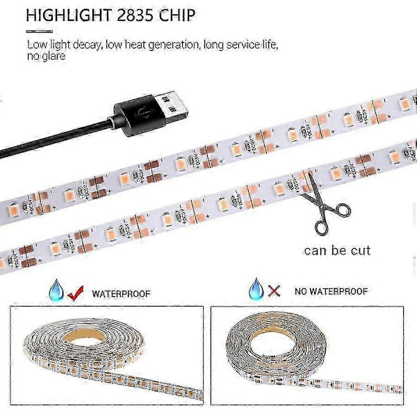 DC 5V USB LED Växtlampa Fullt Spektrum 0.5-3m Växtlampa LED Strip Phyto Lampa För Grönsaker Blommor Ling Växttält Box 200cm IP20 Not Waterproof