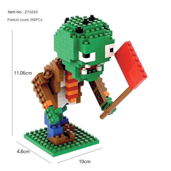 Barnleksak Plants Vs Zombies Byggklossar Pussel Sömnadsleksaker flag zombie