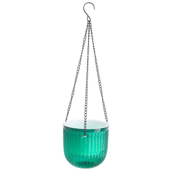 1 Set Självbevattnande Blomkruka med Synlig Vattennivå Hängande Planteringskruka Korg med Dräneringshål för Inomhus och Utomhusbruk Green S