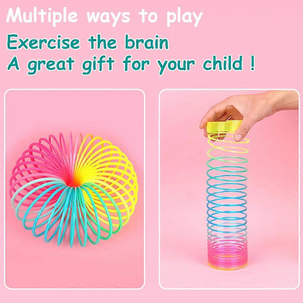 Regnbue Spiral Fjeder Legetøj Klassisk Nyhed Og Farverigt Neon Plastiklegetøj Festartikler Til Drenge Piger