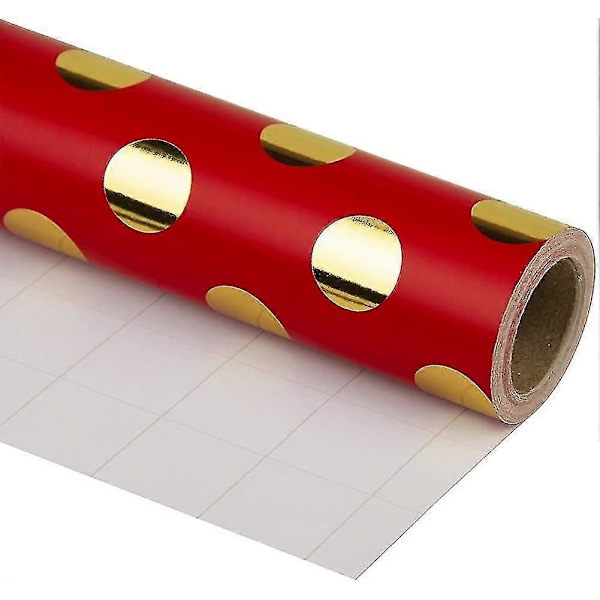 Presentpapper Rulle Guldfolie Prickar Röd Bakgrund Design För Bröllop