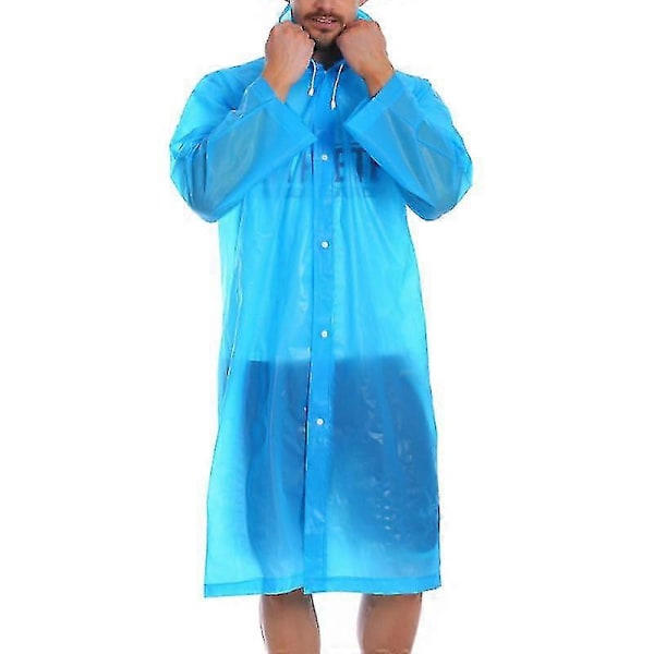 Aikuisten Eva vedenpitävä sadetakki uudelleenkäytettävä sadetakki hupullinen poncho Blue