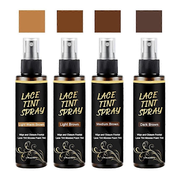 Spetstint Spray, Perukspetsspray Fungerar på Spetsförslutningar Peruker 100ml Dark Brown