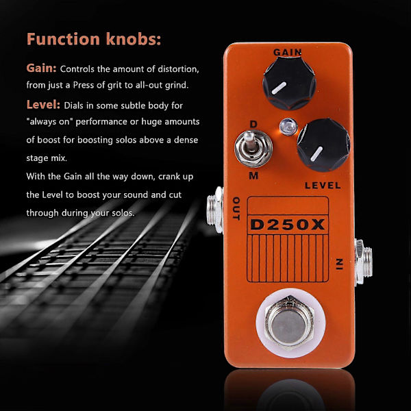 D250X Mini Preamp Guitar Effekt Pedal med True Bypass Switch