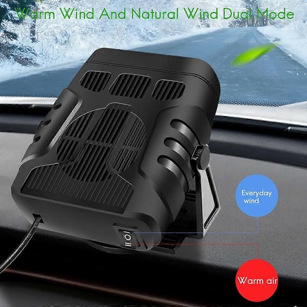 Varme Køle Ventilator Bilvarmer Afdugger 200W 360 Graders Rotation 24V