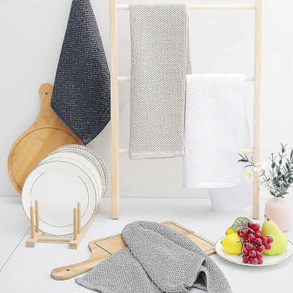 6-pack 100% Bomull Frotté Disktrasor Kök Disk Rengöring Hängögla White 34*73cm
