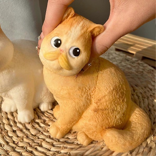 Stressreducerande Klämleksak Sött Kattmönster Ångestdämpande Kattdocka A