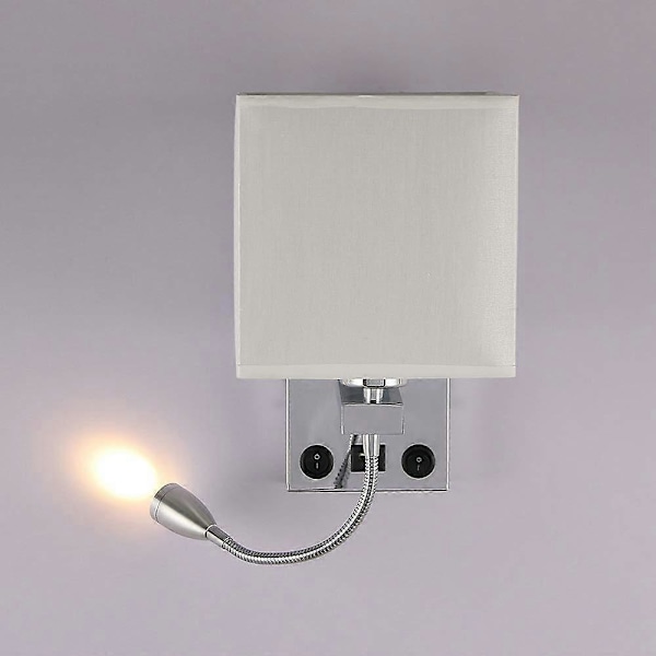 LED Vägglampa Sänglampa Sovrum Applikation med Strömbrytare USB (Utan Glödlampor)