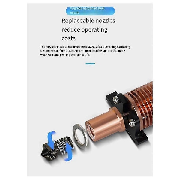 Extrudering för P1P P1S Uppgraderad Hotend Snabb Ersättningsmunstycke Cirkulär Materialkylare