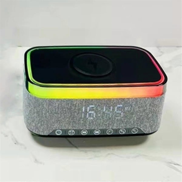 Bluetooth-kaiutin lataus-LEDillä ja herätyskellolla - valkoinen