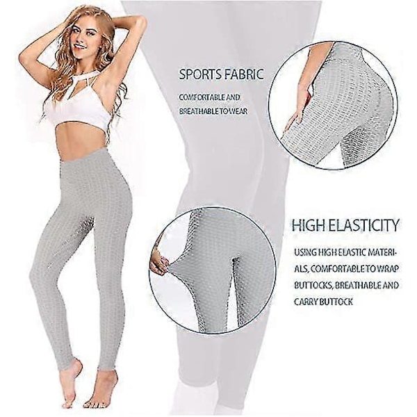 Buttlyftande Anti Cellulit Leggings för Kvinnor Högmidjade Yogabyxor White M