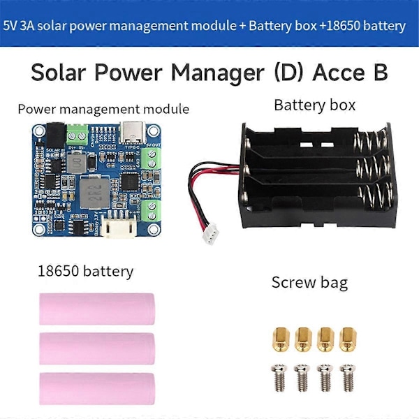 Power Manager Modul+3xBatteri+Fodral MPPT Stöder 6V-24V Solpanel