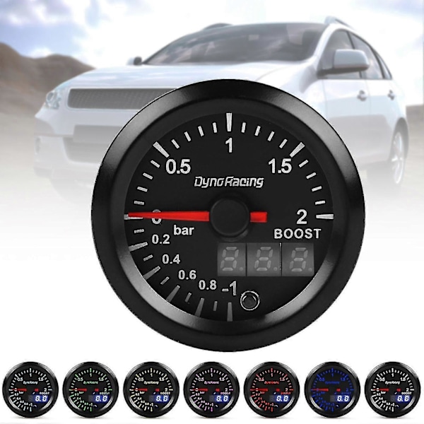 Turbo Boostmätare Dubbel Display 2 Bar Med Boost Sensor 52mm 2 Tum Turbo Tryckmätare För Bil-yvan