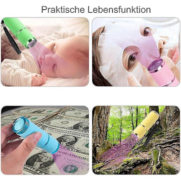 Ficklampa, små glödficklampor med 9 LED-lampor, bärbar nageltork för nagelgel - Gulgrön blått pulver -