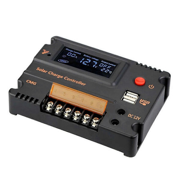 20A Solarladdningsregulator 12V/24V Solpanel Batteriregulator Automatisk Omkopplare SolarController Temperaturkompensation