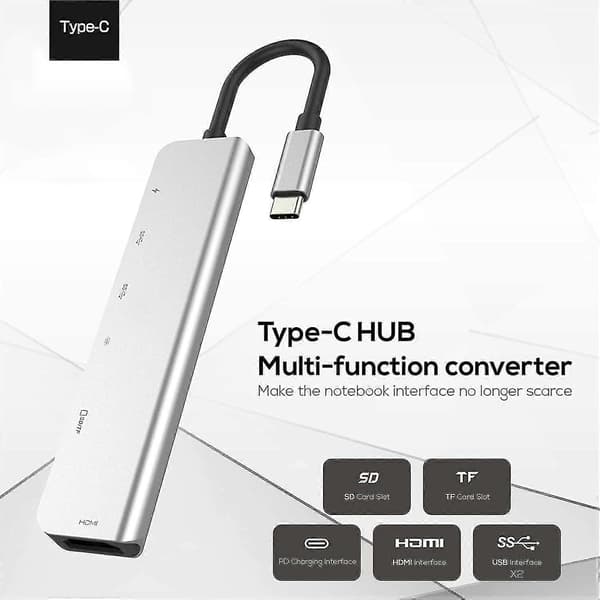 Usb C Hub-le, 6-i-1 Usb C till Hdmi Port Adapter Sd