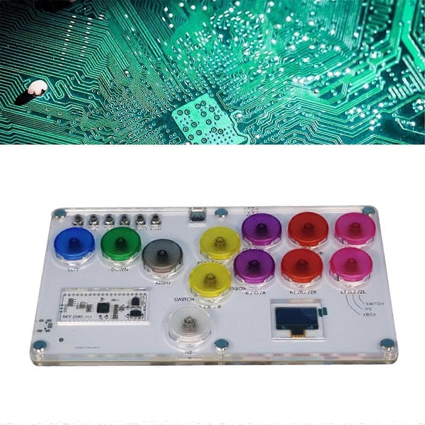 RP2040 Fighting Keyboard+12PCS Tangenter för Joystick 6 Tekken Spel Täckt Punk B