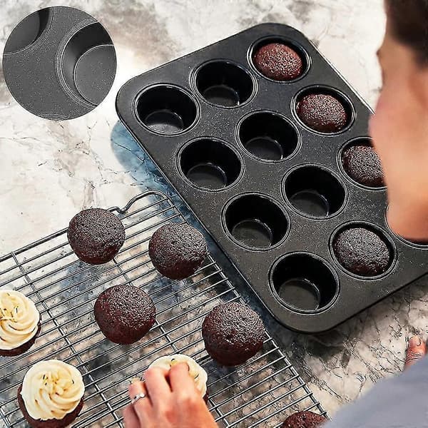 Non-stick Kakform 12 Hål Med Stål Ba Rund Kakform