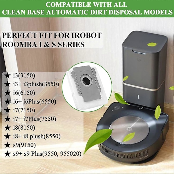 Dammsugarpåsar Automatiska smutspåsar (3 st) Kompatibla med Irobot Roomba I7 I7+/Plus I3+ I6+ I8+ S9+