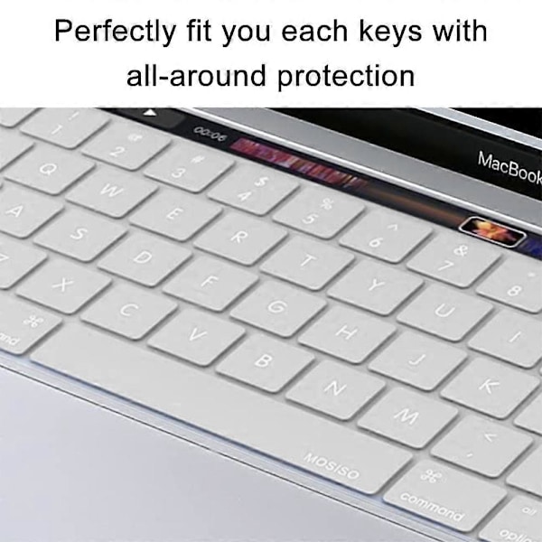 Erittäin ohut näppäimistön suojus, yhteensopiva Macbook Pro:n kanssa Touch Bar 13/15 tuumaa (A1706 / A1707) -näppäimistö - US-asettelu (hopea)