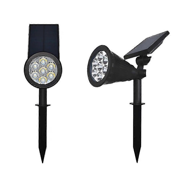 2 Markspikslampor, Solcellsdrivna Utomhuslampor för Gräsmattan, Spotlights, Gårdslampor, Plug-in RGB Landskapslampor, 7 Vita LED-lampor