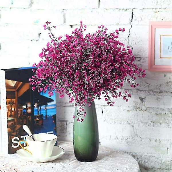 12 pakker kunstige buske UV-resistente kunstige blomster udendørs planter