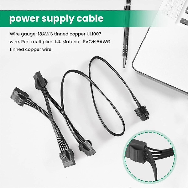 6Pin till 4 Molex Modulär Strömförsörjningskabel för RM1000X RM850X