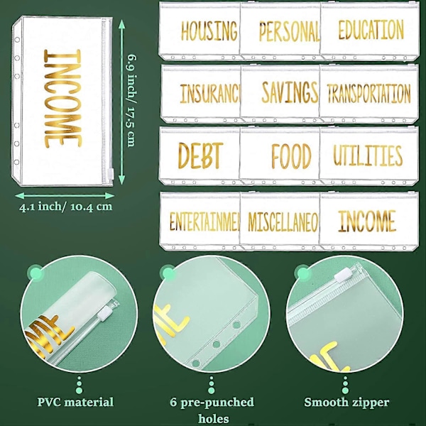 PVC Anteckningsbok Omslag Planerare Budgetpärm Organizer 6 Rund Ring Skyddspärm Dragkedja Mapp för Räkningsplanerare (Regnbåge)