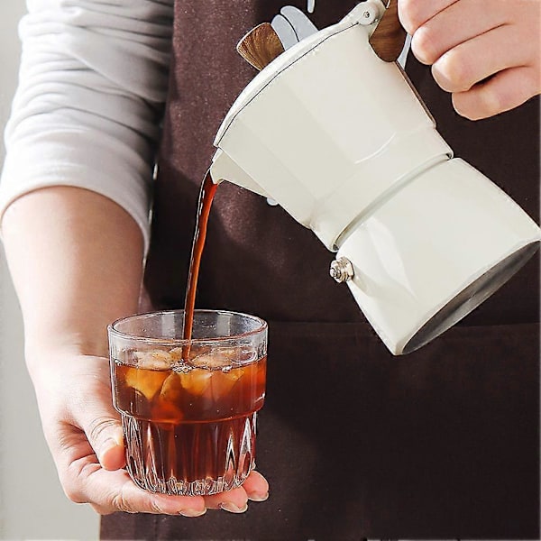 Mokabryggare med dubbelventil för espressoextraktion, retrostil, för utomhusbruk White 100ml B