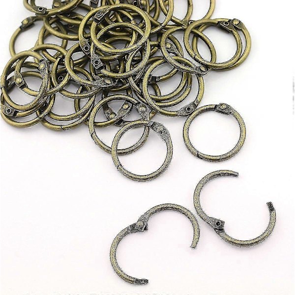 50 stk. 1\" Bronze Bogring Metal Løsblad Bogbinder Hængslet Spænderinge Scrapbog Skitsebog Håndværk Fotoalbum DIY Bindering 25,4 mm