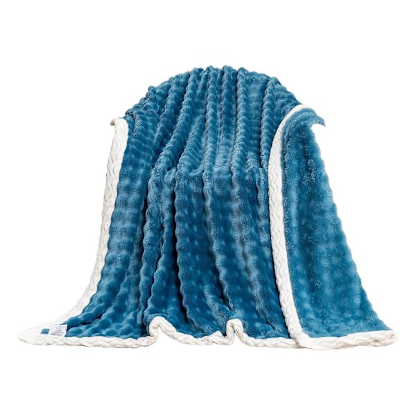 Sommarpläd Filt Fleece Filt Enfärgad Design Hudvänlig Andningsbar Hållbar Sömnad Tvättbar Sängfilt Blue M