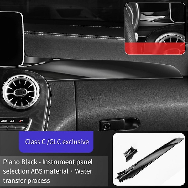 Bil Center Kontrollpanel Instrumentbräda Strips Trim för C-Klass W205 C180 C200 X253 GLC260 2015-2022 Svart