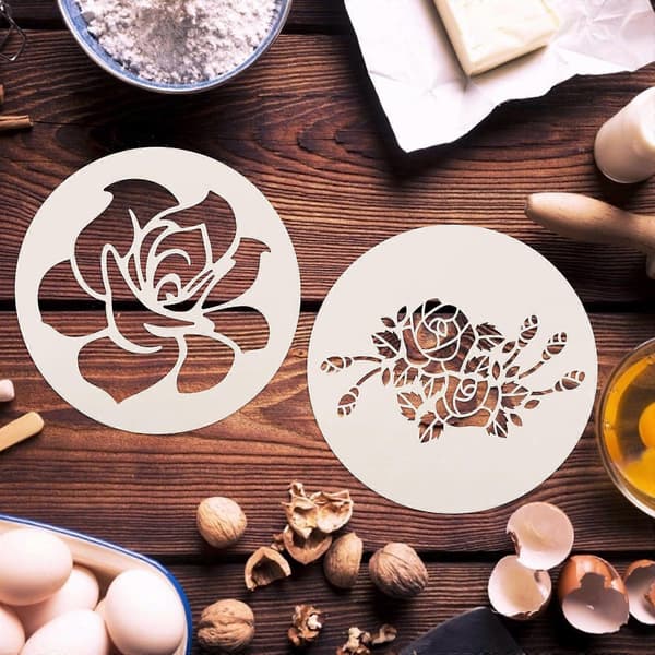 10 stk. Kreative malemaler Kake Stensiler Kaffe Maler (Hvit)