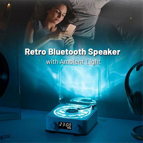 KW03 Retro Vinyylilevykaiutin RGB Langaton Bluetooth 5.0 Vihreä
